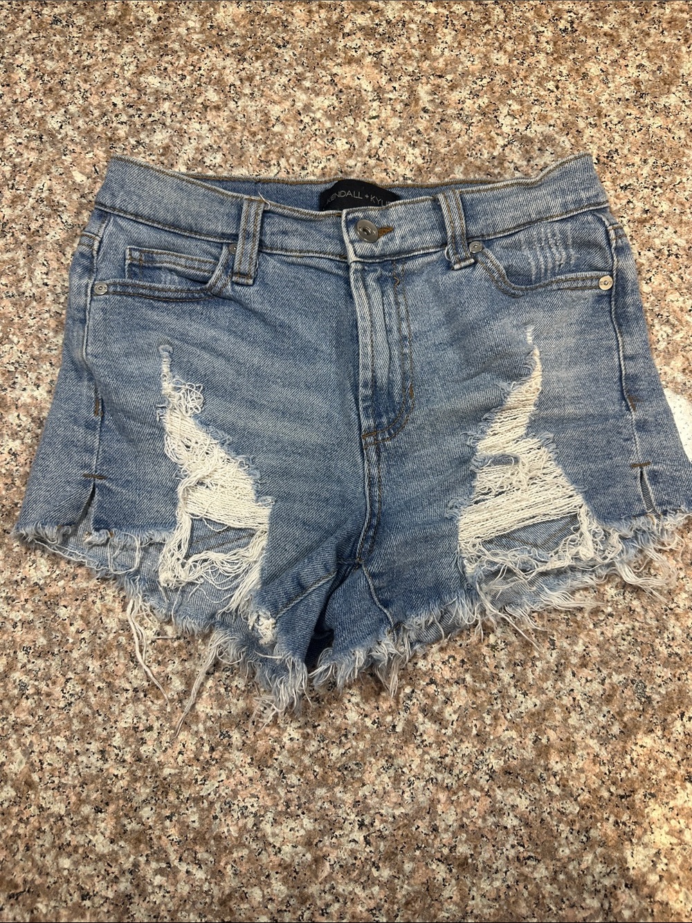 Kendall & Kylie Light Blue Distressed Denim Cutoff Shorts